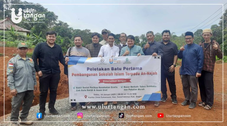 Peletakan Batu Pertama Sekolah Islam Terpadu Annajah di Desa Sukaresmi, Bogor, Meriah dengan Bakti Sosial dan Bazar Berkah