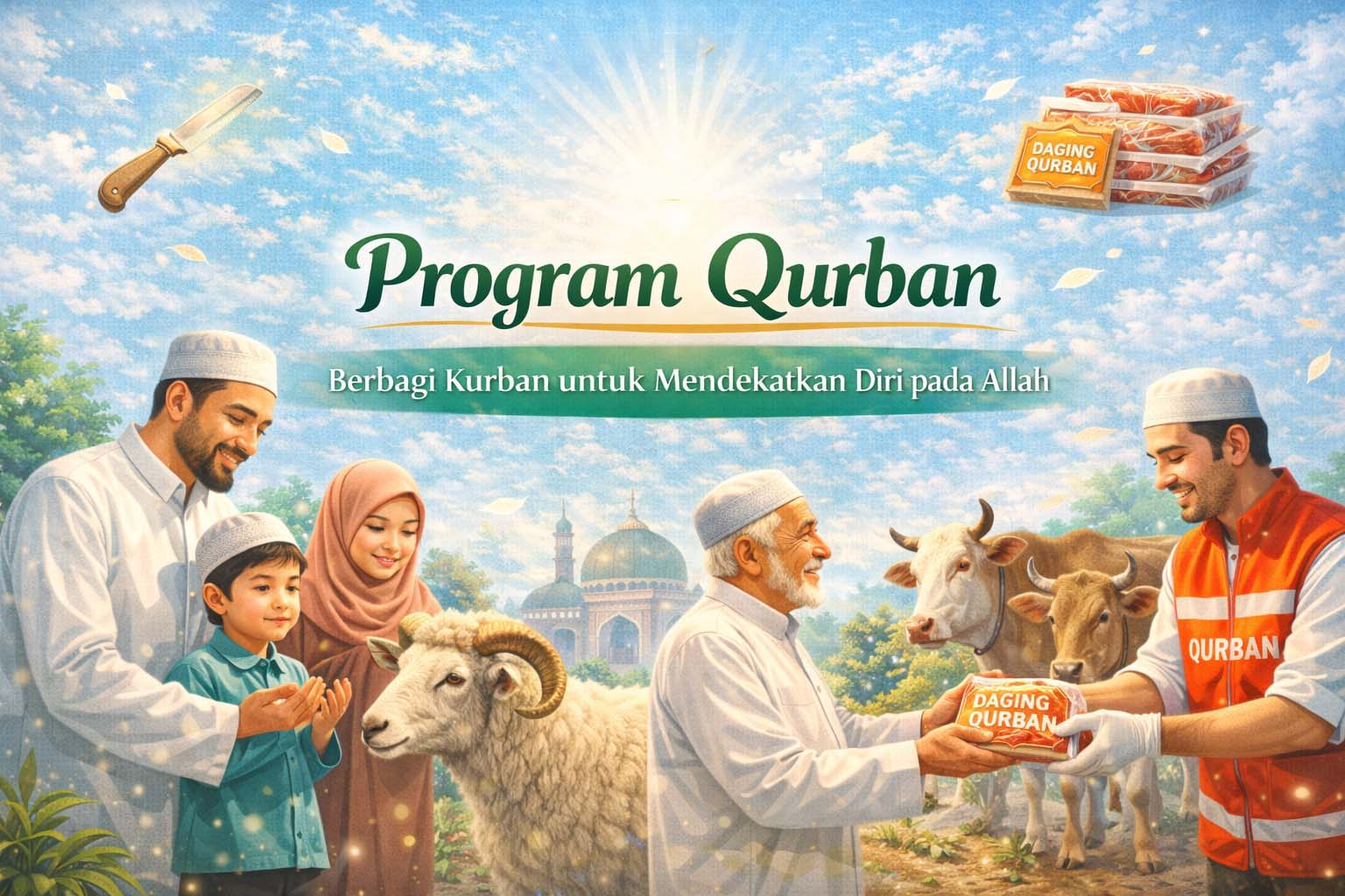 ibadah Qurban bukan hanya mengalirkan darah hewan, tetapi juga mengalirkan cinta, kebahagiaan, dan keberkahan.