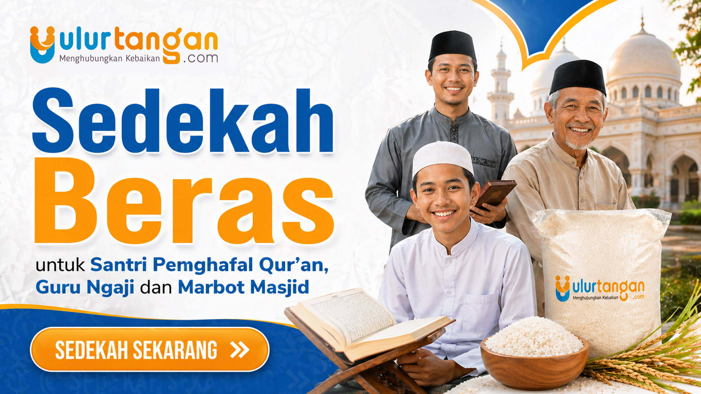 Sedekah Beras untuk Santri Penghafal Qur’an, Guru Ngaji dan Marbot Masjid Pembuka
