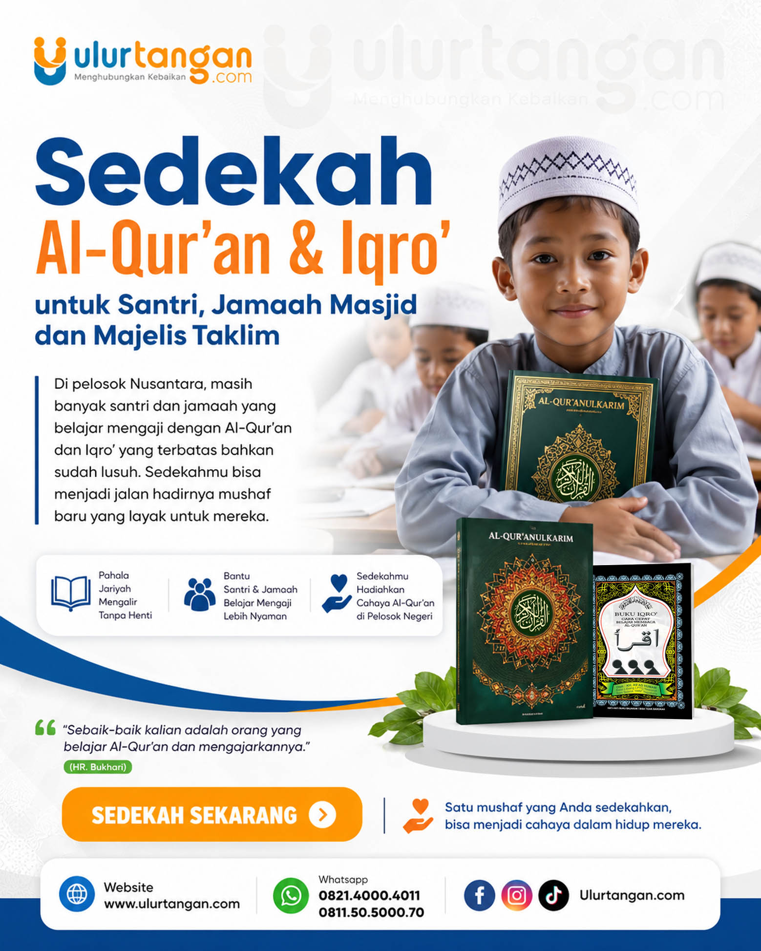 Sedekah Al-Quran dan Iqro untuk Santri Jamaah Masjid dan Majelis Taklim