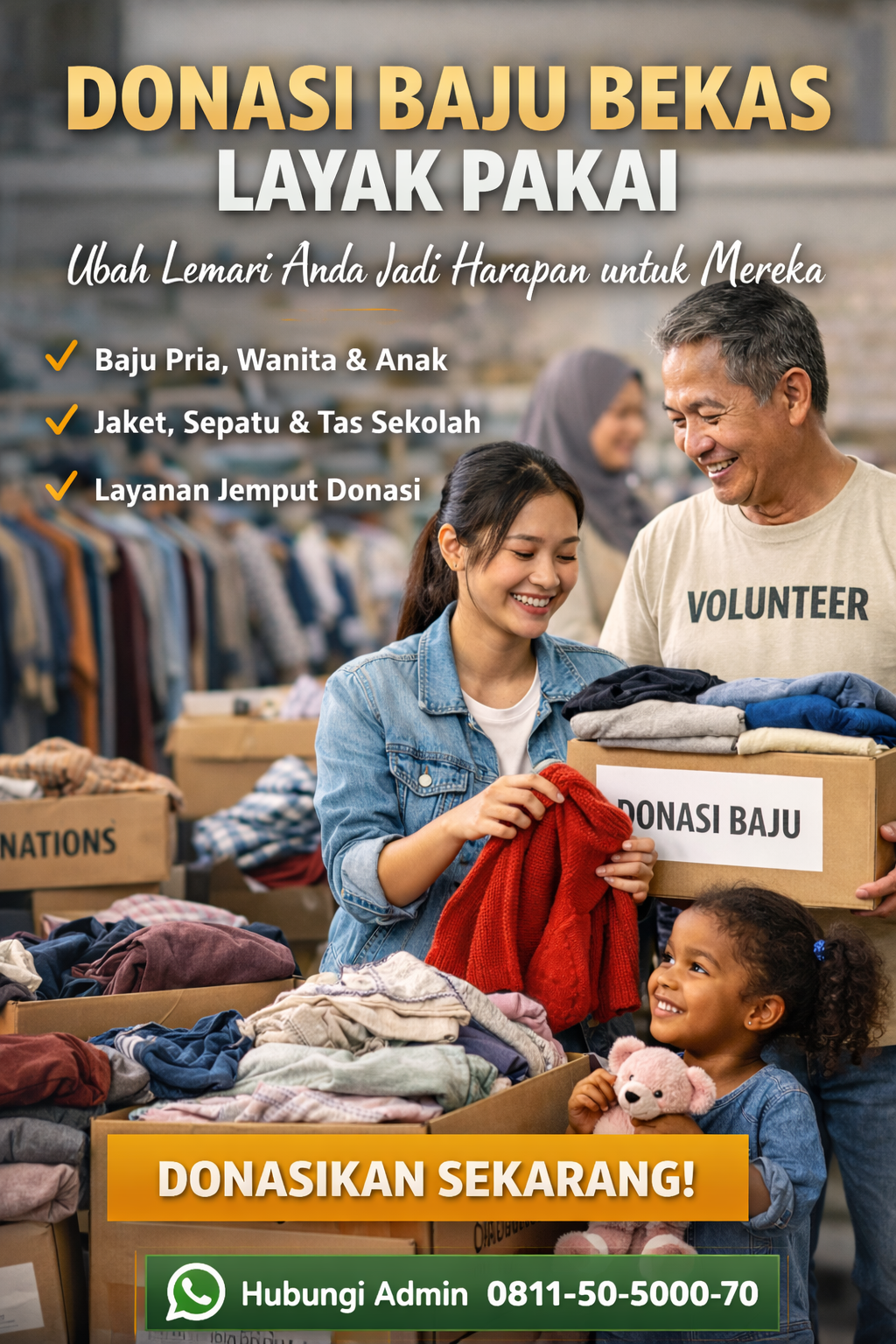 Tempat Donasi Baju Bekas, Sedekah Bisa Dijemput, Layanan Wilayah Jakarta, Bogor, Bekasi, Depok, Tangerang dan Karawang.
