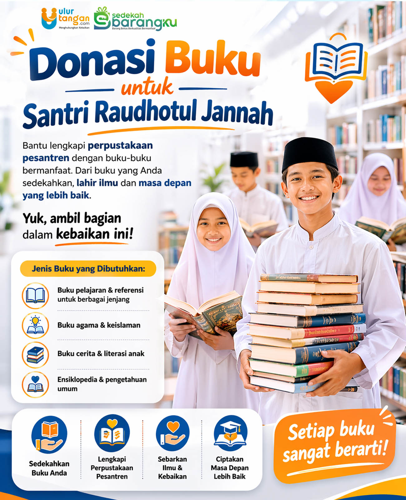Sedekah Buku untuk Perpustakaan Santri, Pahala Mengalir Tanpa Henti