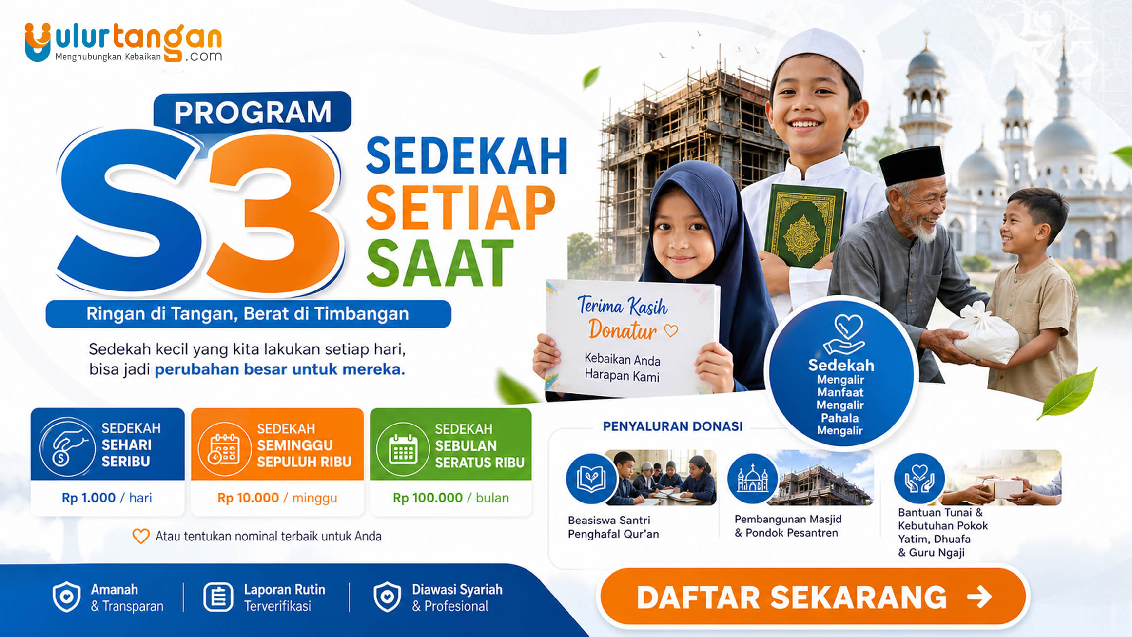 Program S3 Sedekah Setiap Saat: Yuk Daftar Jadi Donatur Rutin, Satu Kebaikan Sejuta Manfaat