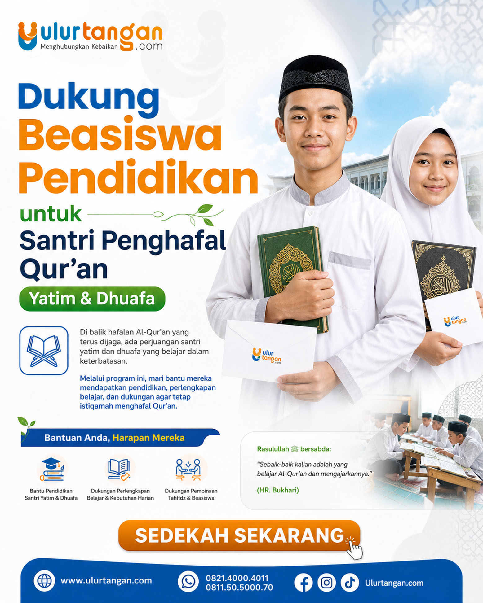 Dukung Beasiswa Pendidikan untuk Santri Penghafal Qur’an Yatim & Dhuafa