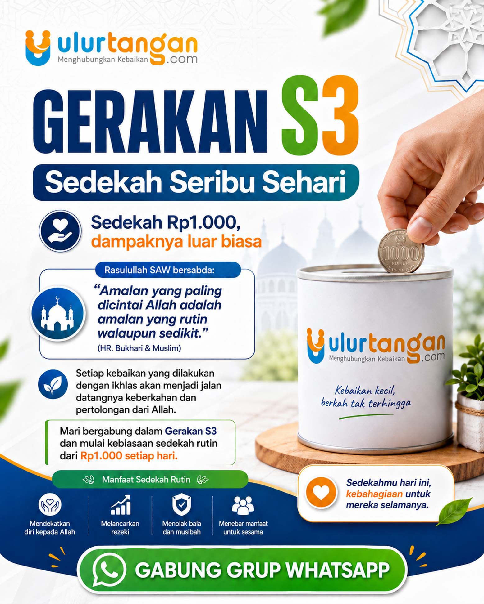 SQUARE Gerakan S3 Sedekah Seribu Sehari Sedekah Kecil, Pahala Jariyah Mengalir