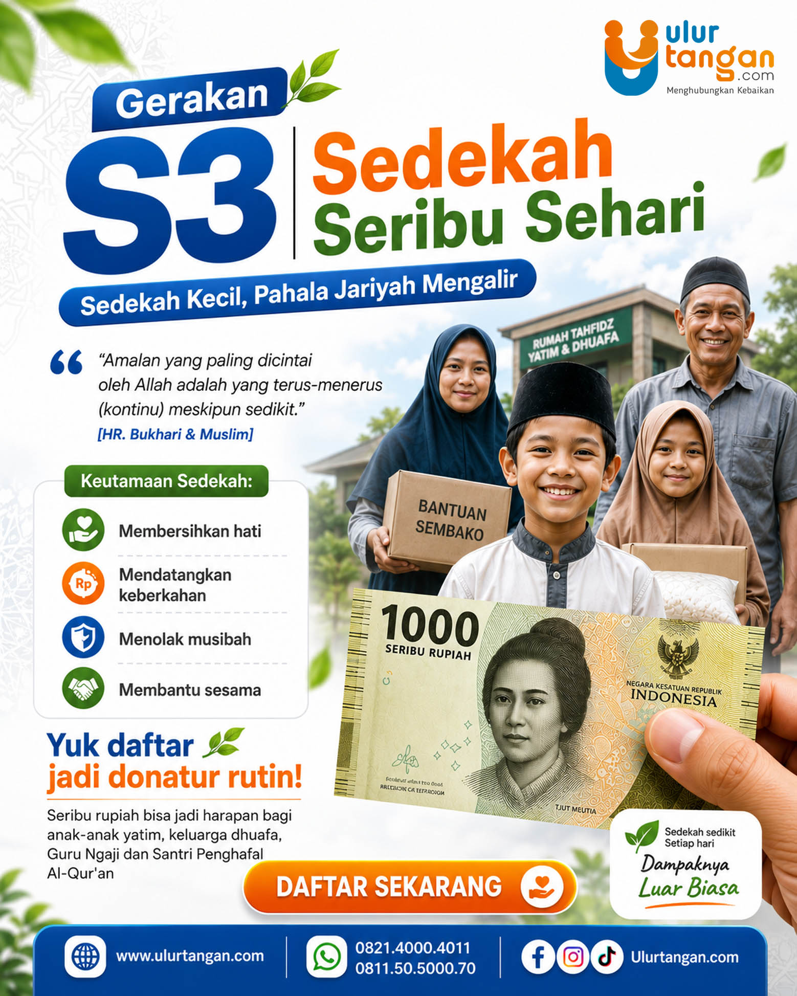 Gerakan S3 Sedekah Seribu Sehari Sedekah Kecil, Pahala Jariyah Mengalir