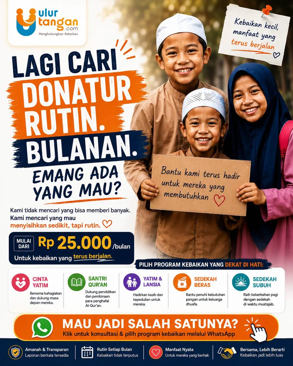 Donatur Rutin Bulanan Ulurtangan.com Yayasan Indonesia Uluran Tangan