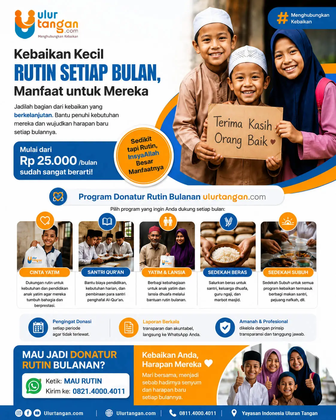 Donatur Rutin Bulanan Ulurtangan.com Yayasan Indonesia Uluran Tangan